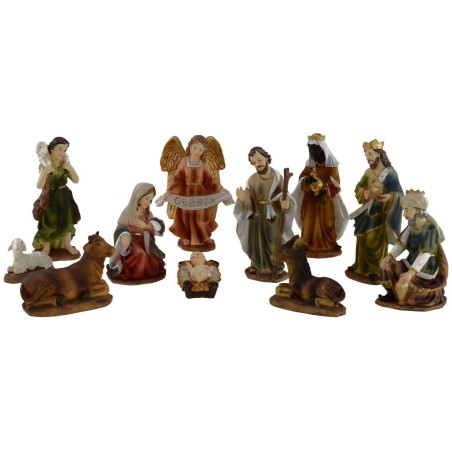 Natividad en conjunto de 11 figuras de 9 cm en resina