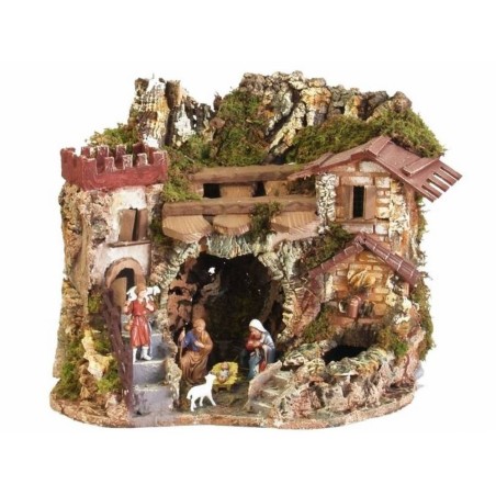 Nativity scene complete with Landi statues with functioning