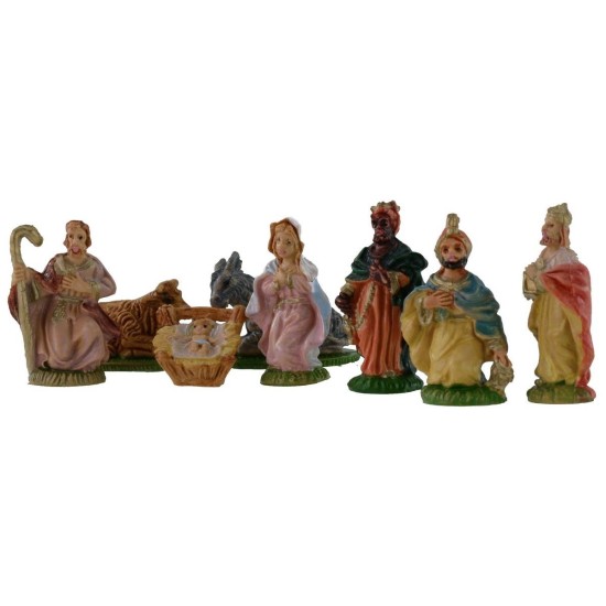 Set Natività 8 Personaggi In Ceramica Bianca E Oro, H 8 Cm, Statuine Per Presepe, Dipinte A Mano, Idea Regalo Natale