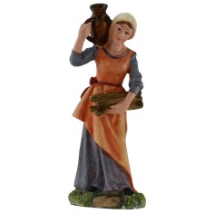Woman with wood and amphora 20 cm in resin