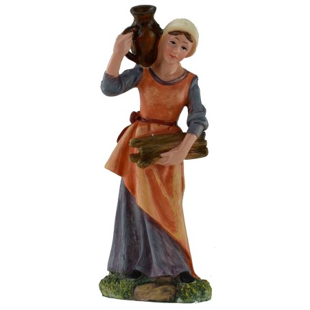 Woman with wood and amphora 20 cm in resin