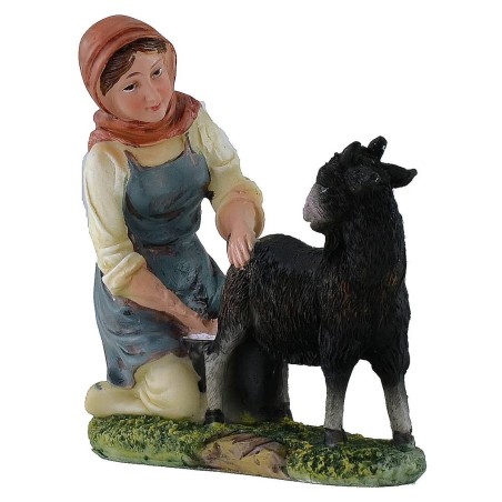 Ordeñadora de 20 cm en resina Mundo Pesebre
