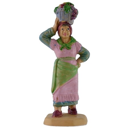 Woman with basket on the head cm 8 in pvc lux