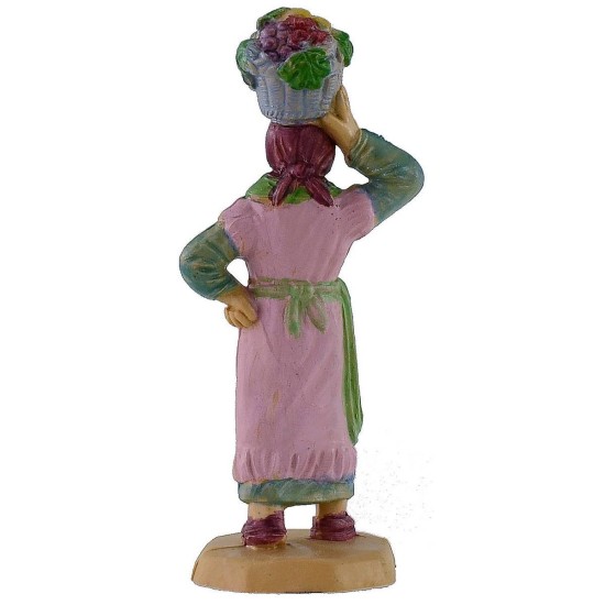 Woman with basket on the head cm 8 in pvc lux