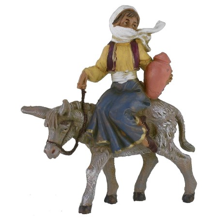 Girl with amphora on donkey 12 cm series Fontanini
