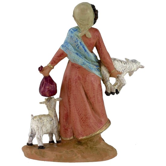 Pastorella con cabras 12 cm Fontanini Mundo Pesebres