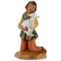 Fanciullo in ginocchio con capra serie 12 cm Fontanini Mondo