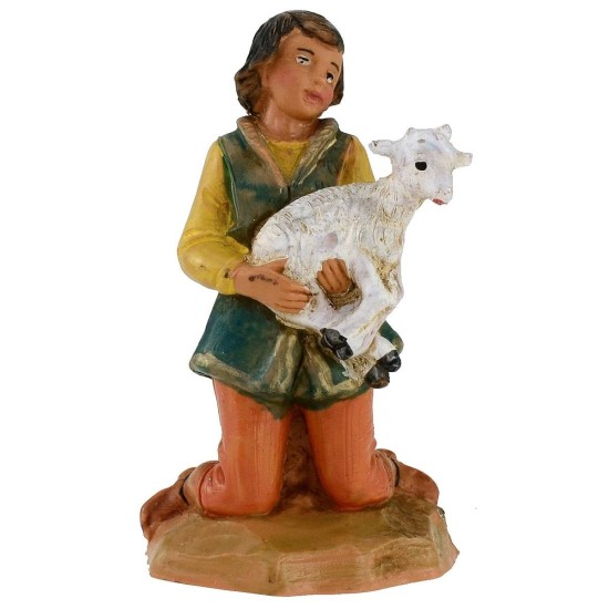 Niño de rodillas con cabra serie 12 cm Fontanini Mundo