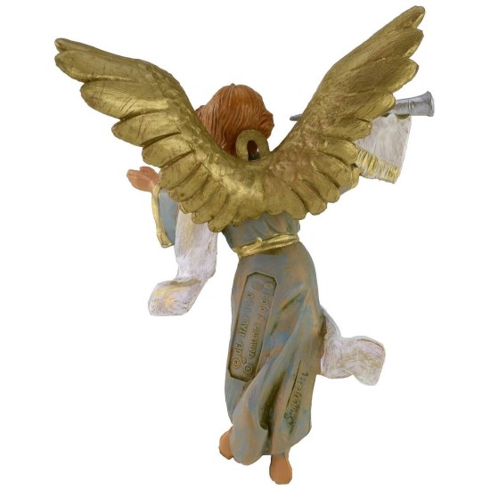 Ángel azul con trompeta 12 cm Fontanini Mundo Pesebres