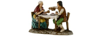 Uomo e donna al tavolo serie 10 cm Landi Moranduzzo Mondo