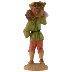 Hombre con cesta de 10 cm en PVC lujo Mondo Presepi 2