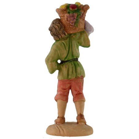 Hombre con cesta de 10 cm en PVC lujo Mondo Presepi