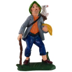 Pastore con gerla e pecora 12 cm in pvc Mondo Presepi