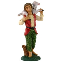 Buon pastore con pecora a spalle 12 cm in pvc Mondo Presepi