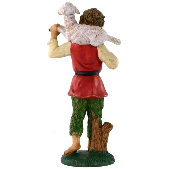 Buon pastore con pecora a spalle 12 cm in pvc Mondo Presepi