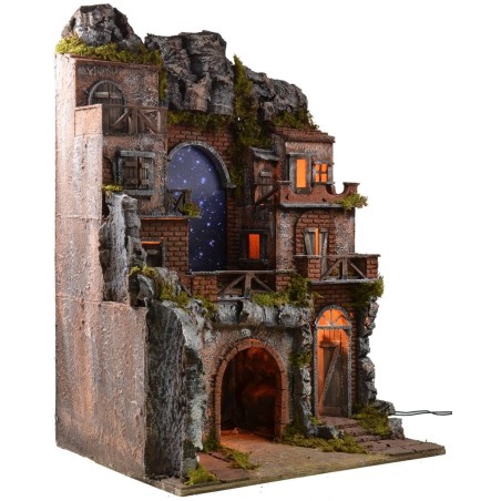 Presepe illuminato con cielo stellato a fibre ottiche cm