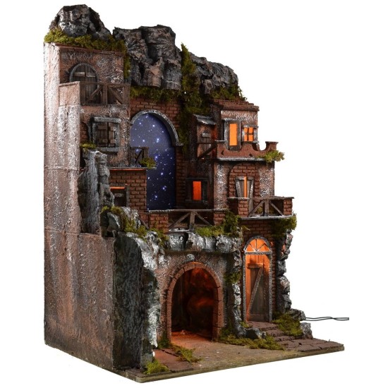 Presepe illuminato con cielo stellato a fibre ottiche cm