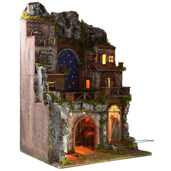 Presepe illuminato con cielo stellato a fibre ottiche cm