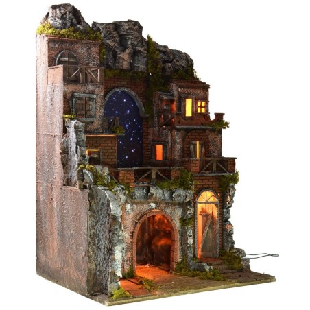 Presepe illuminato con cielo stellato a fibre ottiche cm