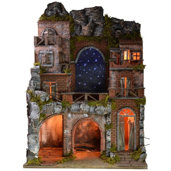 Presepe illuminato con cielo stellato a fibre ottiche cm