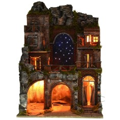 Presepe illuminato con cielo stellato a fibre ottiche cm 2