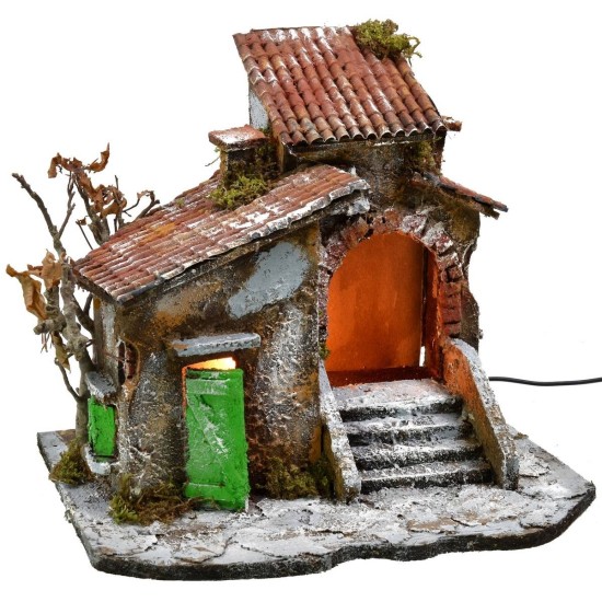 Courtyard with house and shop cm 31.5x26x28 h