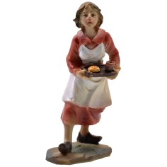 Woman with tray cm 9 in resin
