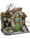 Casa iluminada con fuente funcionando de 30x21x35 cm h