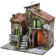 Illuminated houses with shop cm 30x21x29,5 h 2