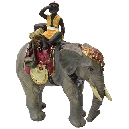 Chico sobre elefante serie 12 cm en resina Mundo Pesebres
