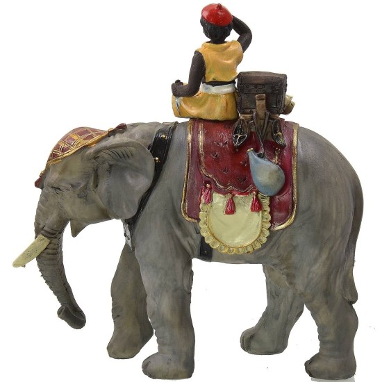 Ragazzo su elefante serie 12 cm in resina Mondo Presepi