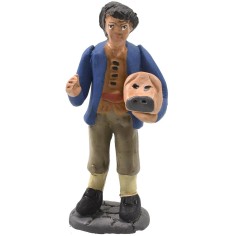 Macellaio con testa di maiale 10 cm Mondo Presepi