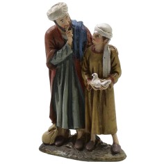 Hombre y niño orientales en resina pintada 10 cm serie