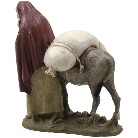 Eastern wayfarer with donkey in painted resin 10 cm Landi