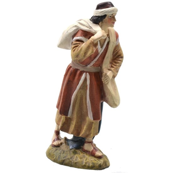 Shepherd with sacks in painted resin 10 cm Landi economic series