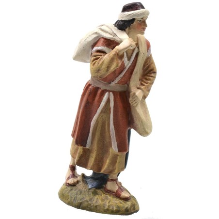 Shepherd with sacks in painted resin 10 cm Landi economic series