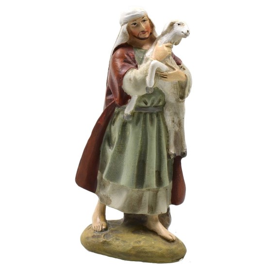 Pastor oriental con oveja en resina pintada 10 cm serie