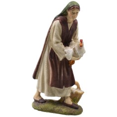 Woman with hen in painted resin 10 cm Landi economic series