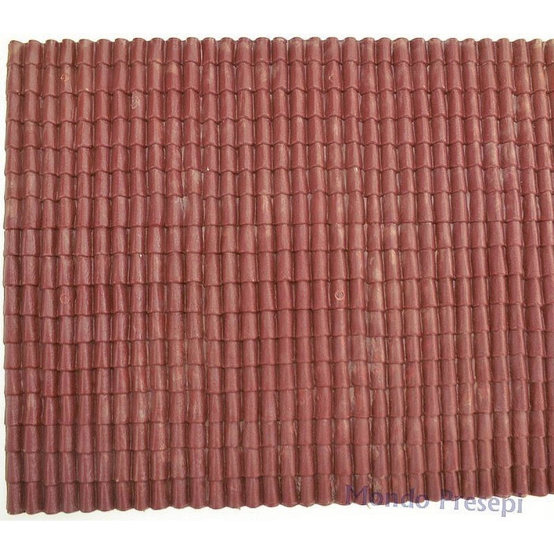 Roof panel in red rigid pvc 34x24.5 cm
