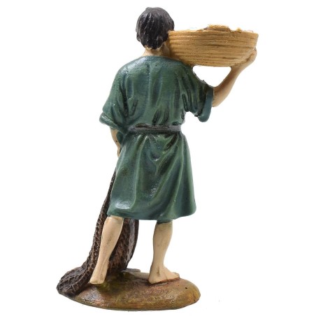 Pescador con red de resina pintada 10 cm serie económica Landi