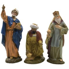 Tres Reyes Magos de resina pintada 10 cm serie económica Landi
