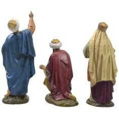 Tres Reyes Magos de resina pintada 10 cm serie económica Landi 2