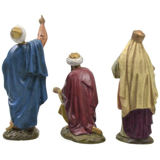 Tres Reyes Magos de resina pintada 10 cm serie económica Landi