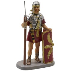 Roman soldier with shield and spear in painted resin 10 cm 2