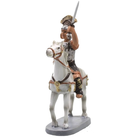 Soldado romano a caballo en resina pintada 10 cm serie