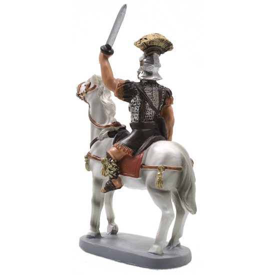 Soldado romano a caballo en resina pintada 10 cm serie