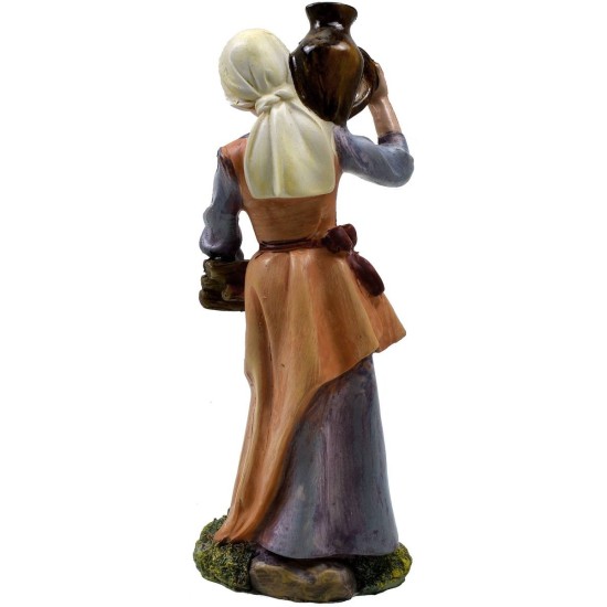 Woman with wood and amphora 20 cm in resin