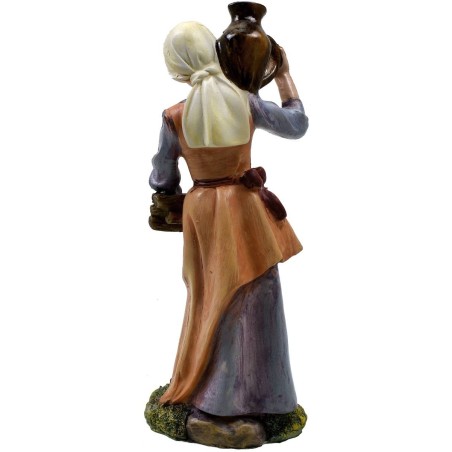 Woman with wood and amphora 20 cm in resin