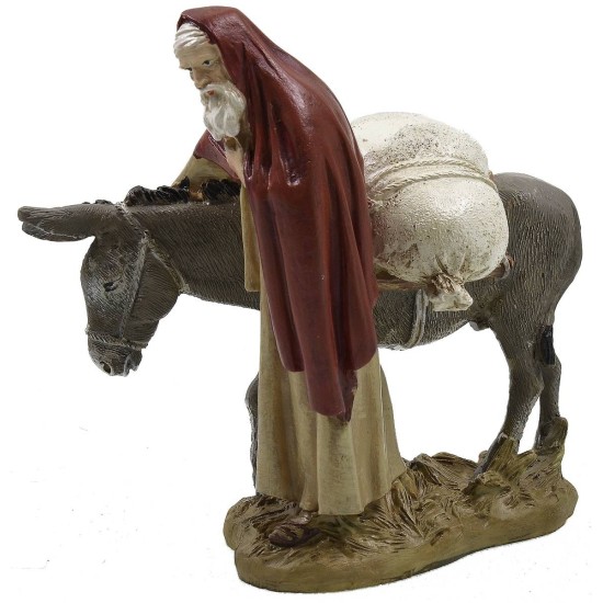 Wayfarer with donkey in painted resin 12 cm Landi economic