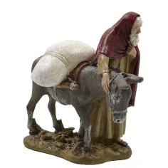 Wayfarer with donkey in painted resin 12 cm Landi economic 2